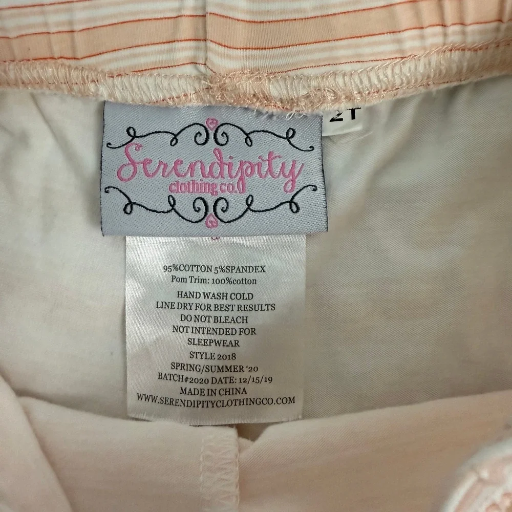 Serendipity‎ Clothing Girl's 2T Pink Striped Ruffle Shorts Set